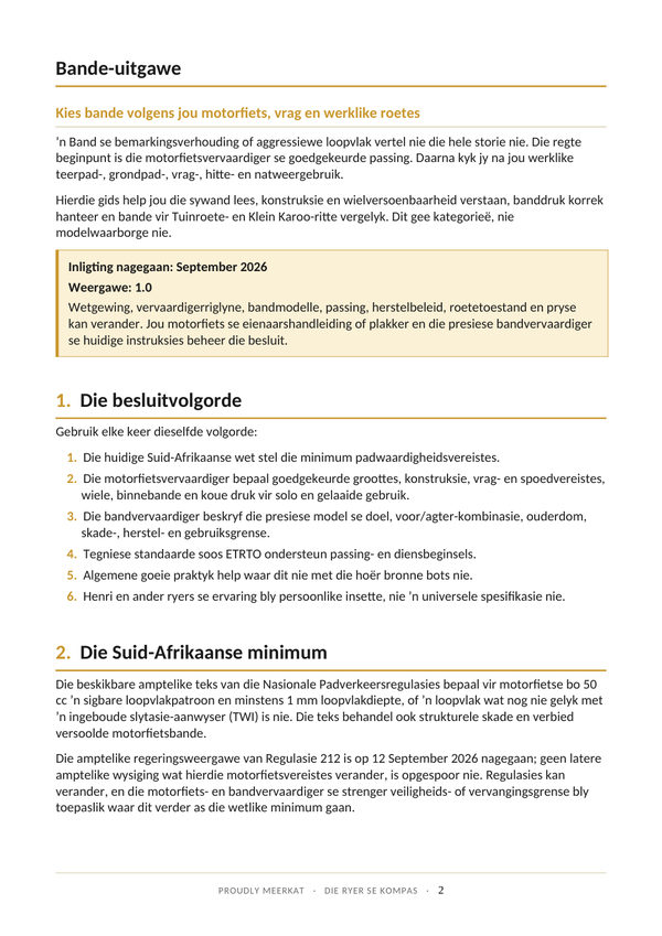 Bladsy 2 van 9 uit die Bande Uitgawe. Die besluitvolgorde en die Suid-Afrikaanse minimum.