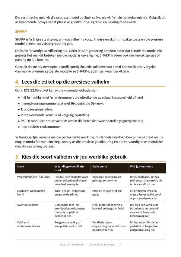 Bladsy 4 van 10 uit die Pletterpet Gids. Lees die etiket en kies die soort valhelm.